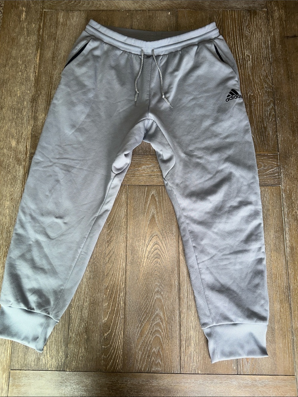 adidas Gray Fleece Jogger Sweatpants Men’s XL Athletic Pants